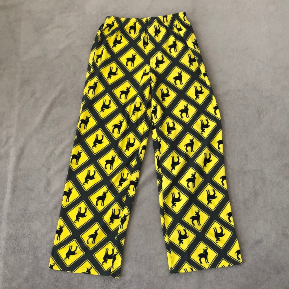 Old Navy Yellow Black Deer Caution Pajama Pants XL 14